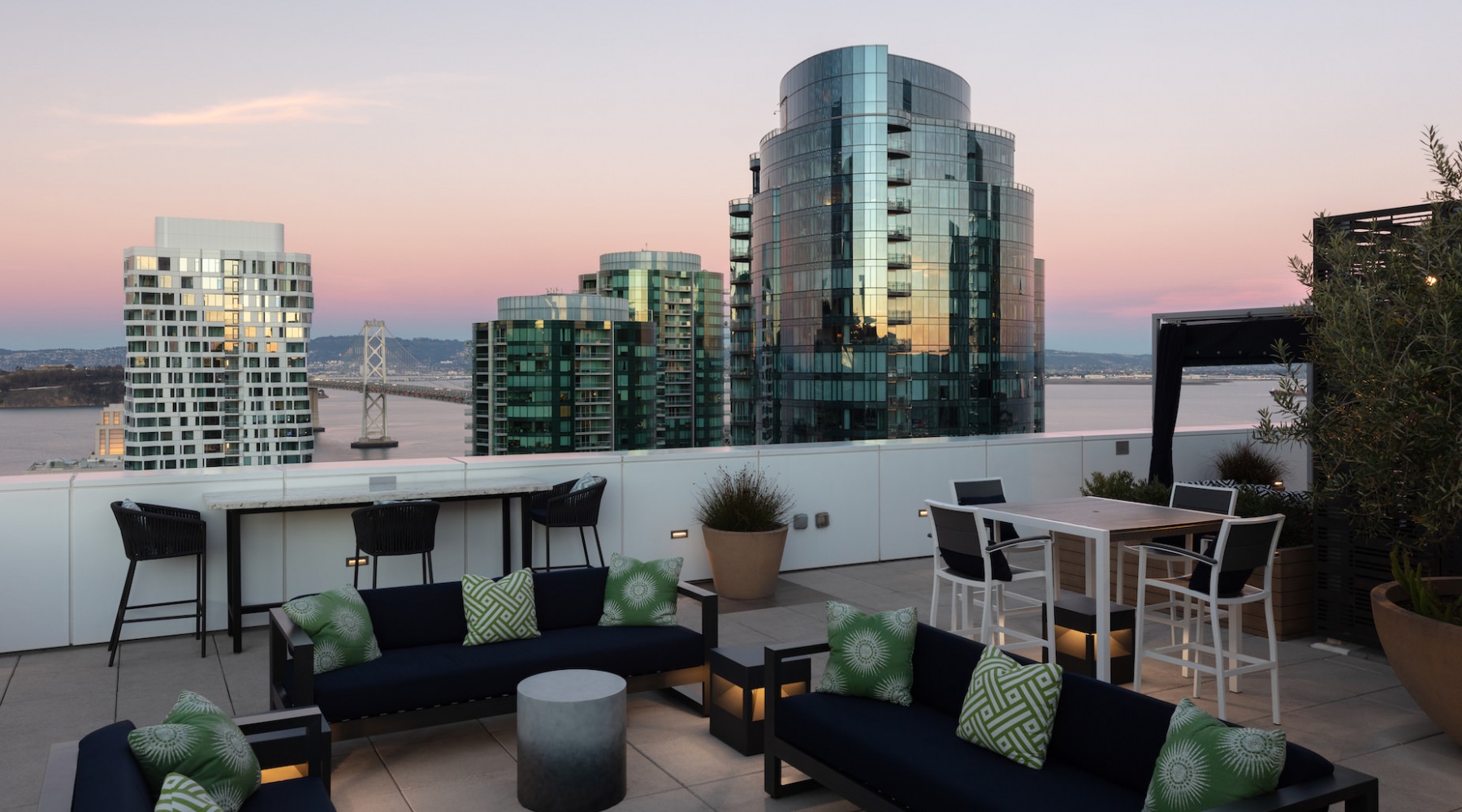 Cityscape Facing Towards Bay with Rooftop Seating